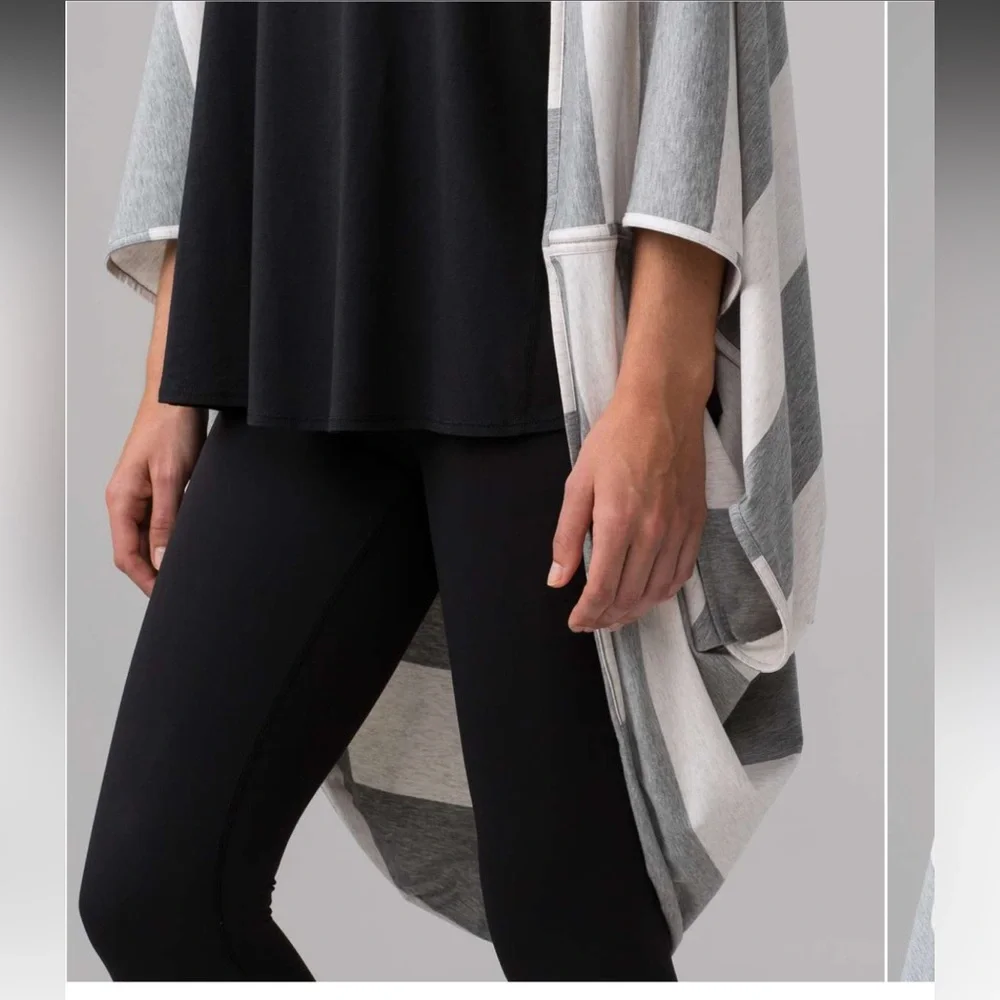 Lululemon Sage Scarf (Cotton) Bold Stripe Medium Grey Heathered Angel Cardigan